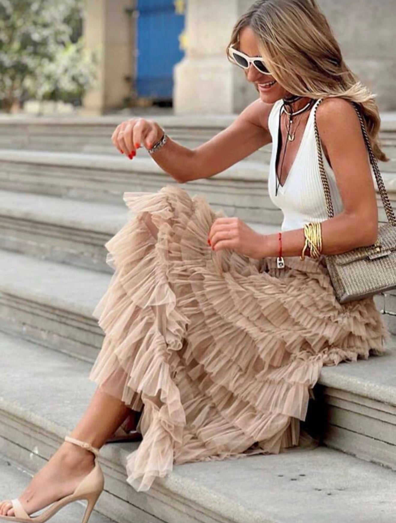 Falda de tul de malla