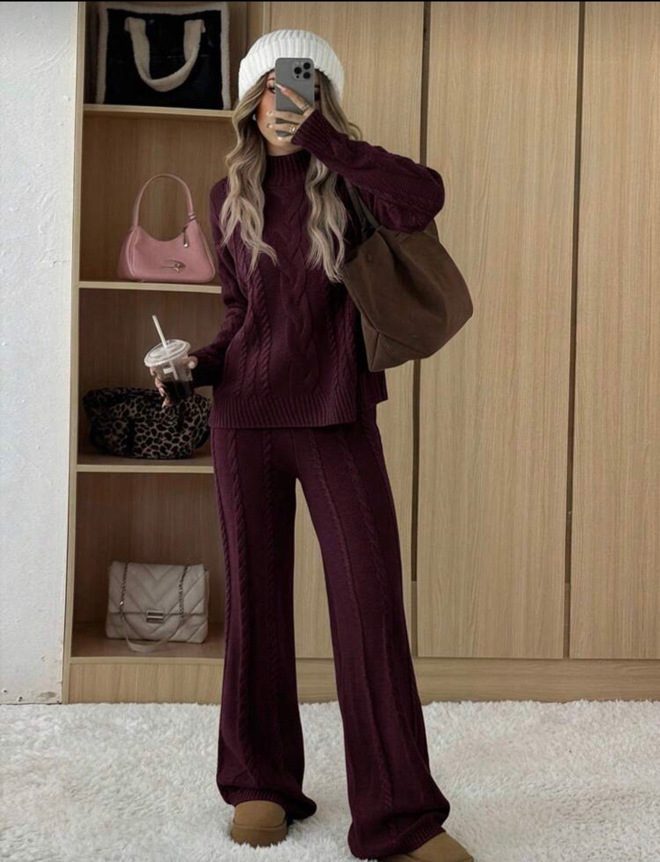 Conjunto de punto burdeos