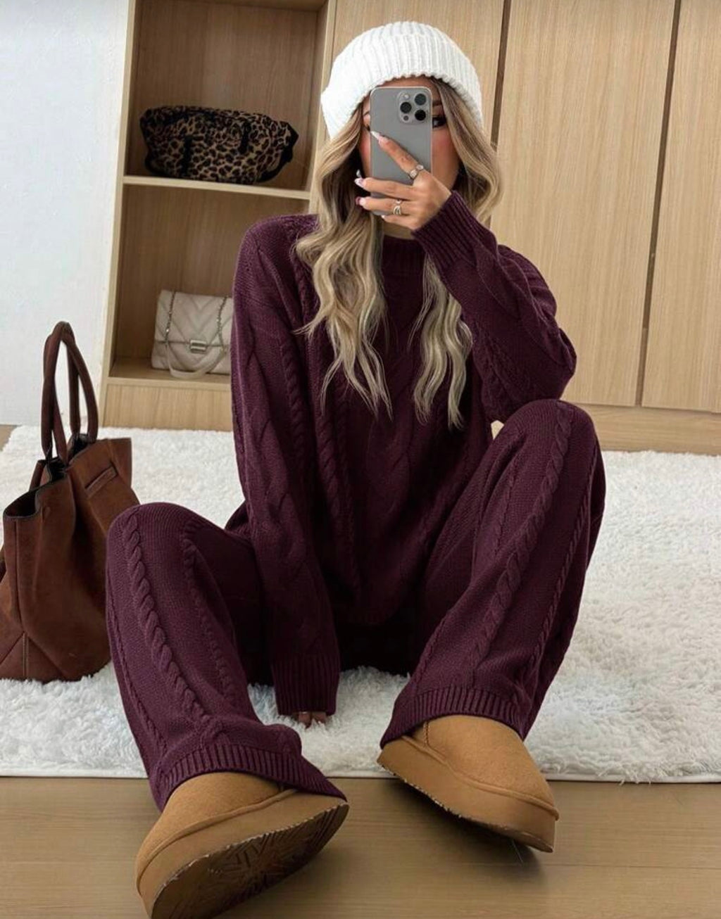 Conjunto de punto burdeos