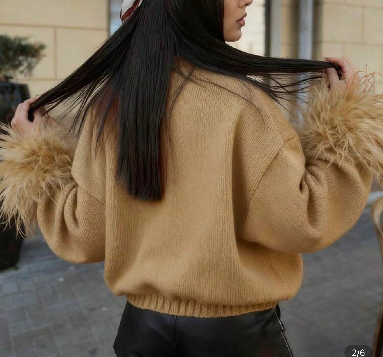 Cárdigan de punto camel