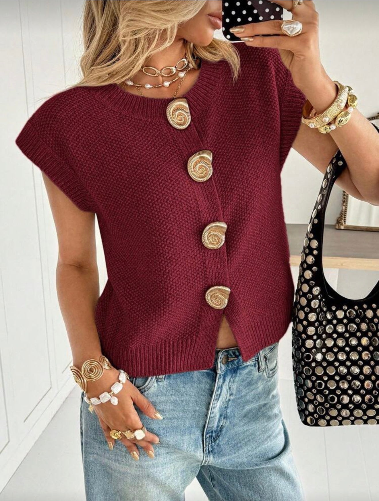 Cárdigan vino de punto joya