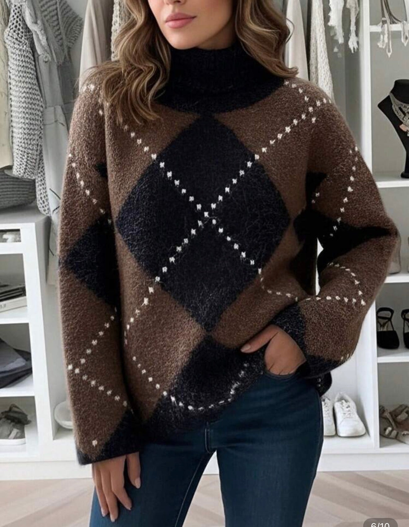 Suerter cuello alto con  cuadros