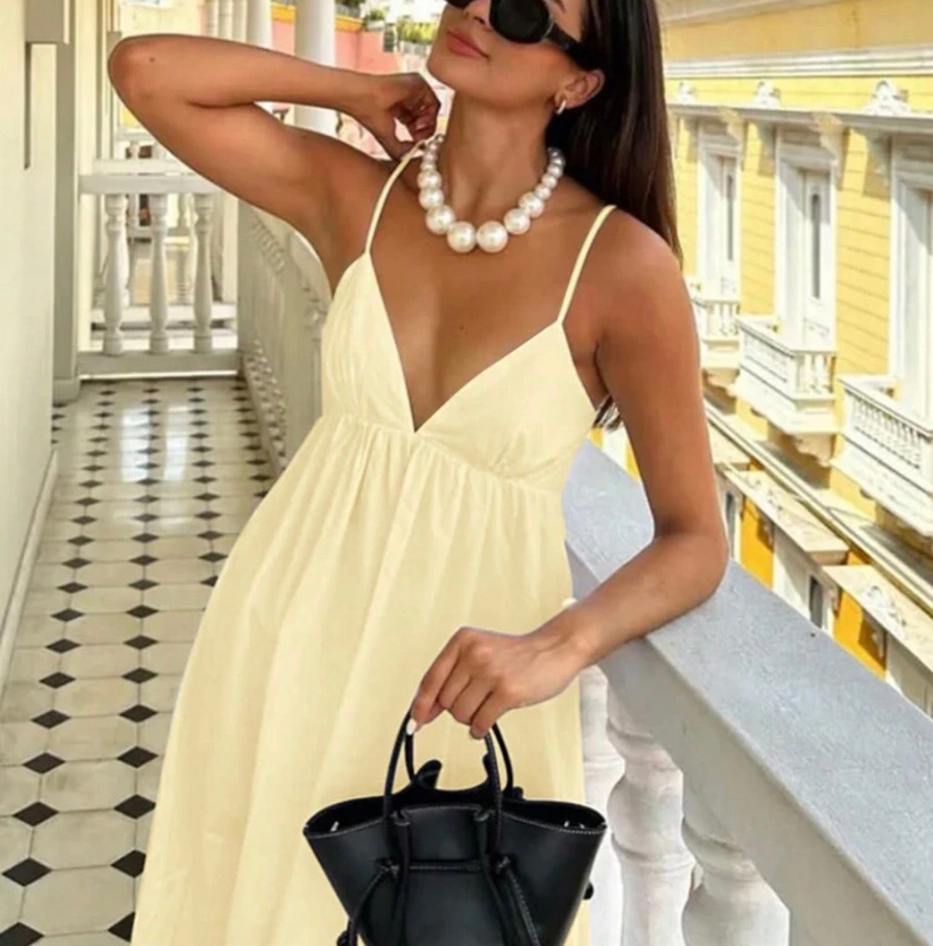 Vestido tirantes finos amarillo