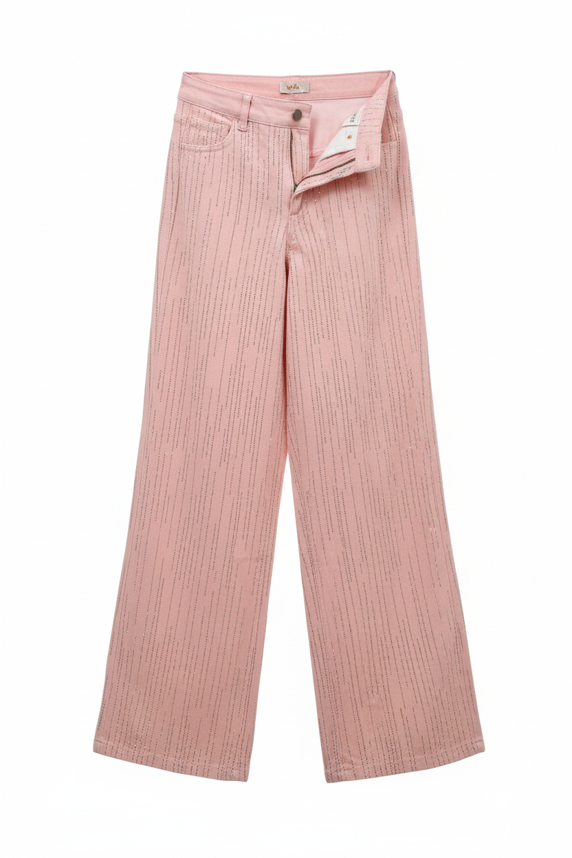 Pantalón rosa brillos