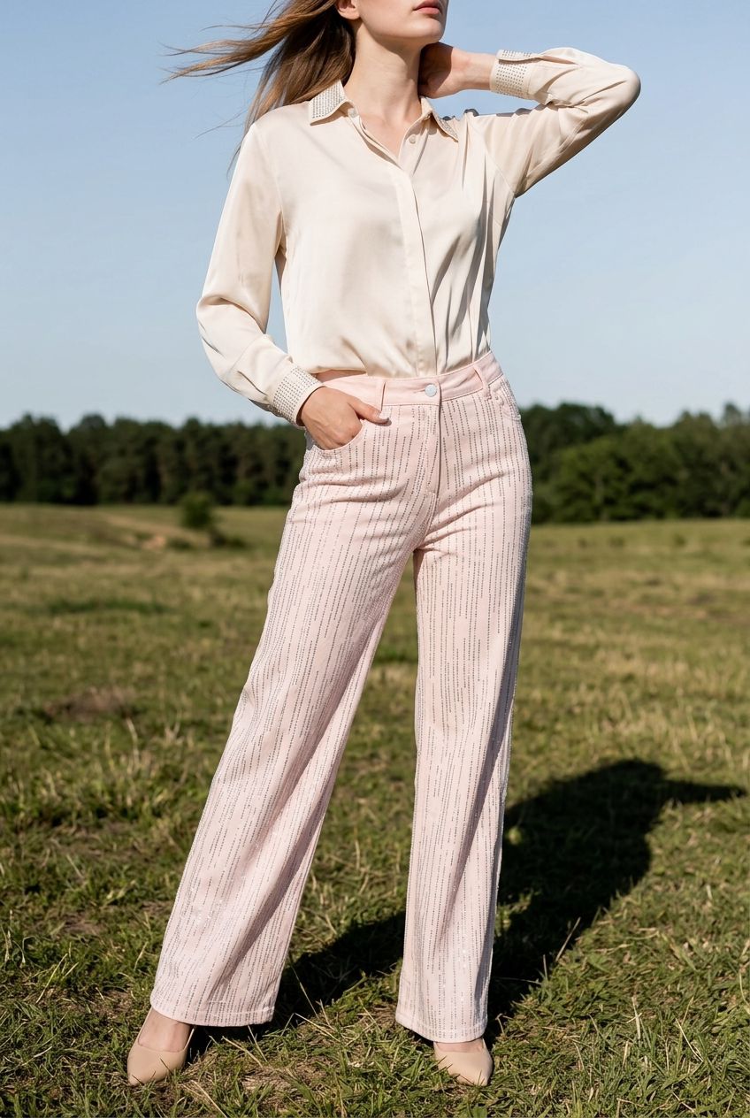 Pantalón rosa brillos
